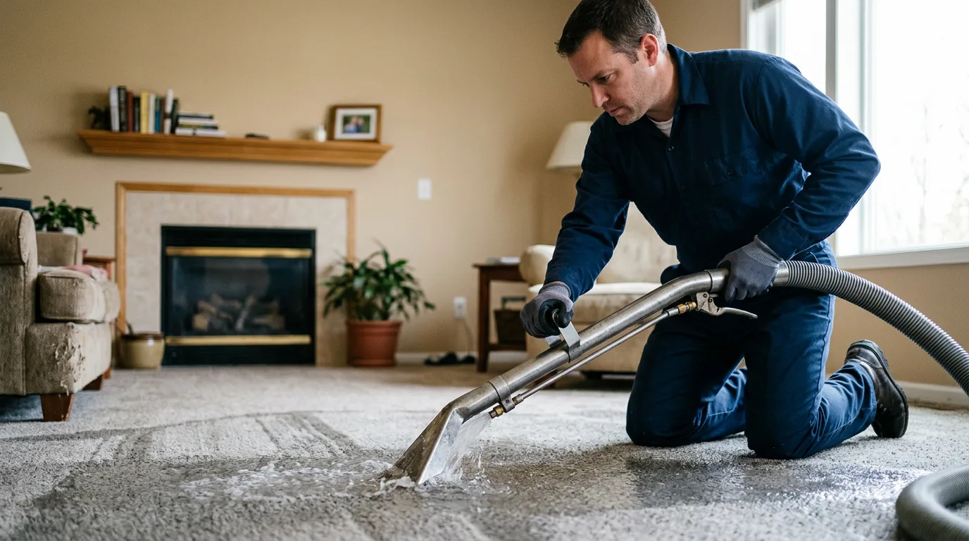 Water damage restoration technician working near Waldron, KS